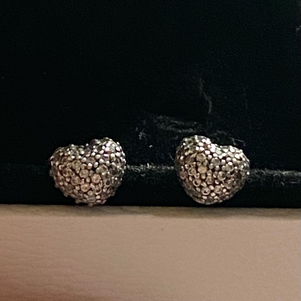 Pandora silver pave clear stone earrings.